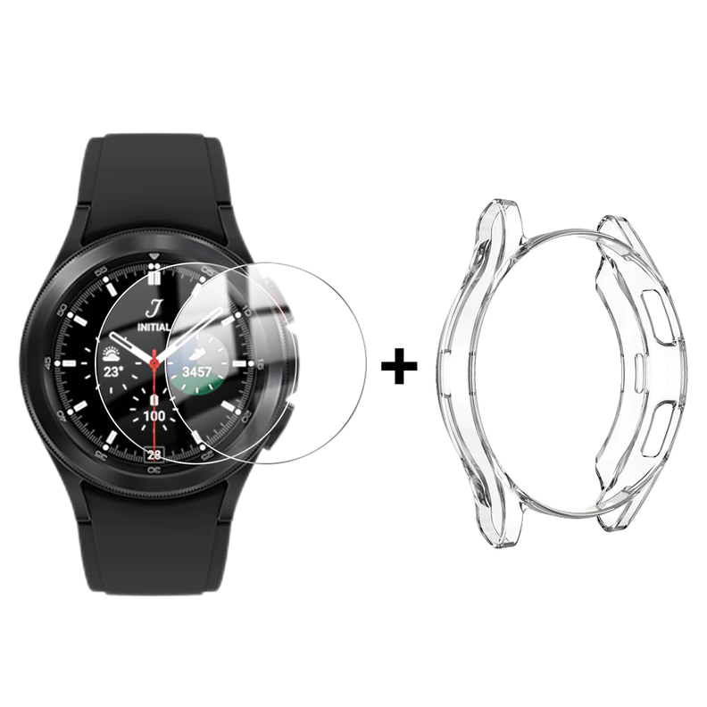 Protector + 2 Laminas Hidrogel Para Samsung Watch 4 Classic 46mm / Transparente-0