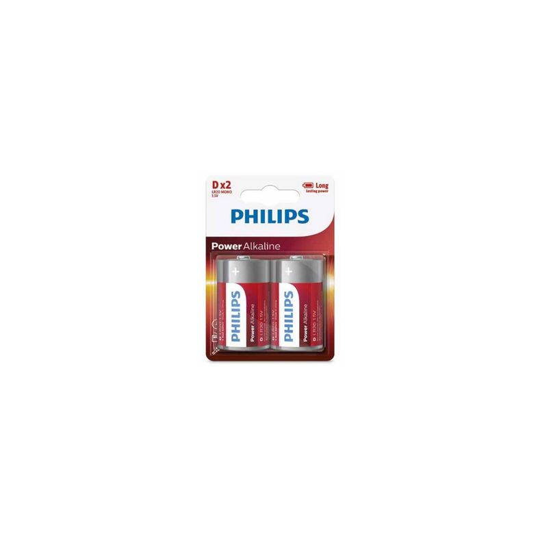 Blíster 2 Pilas Alcalinas D Philips - PuntoStore-1