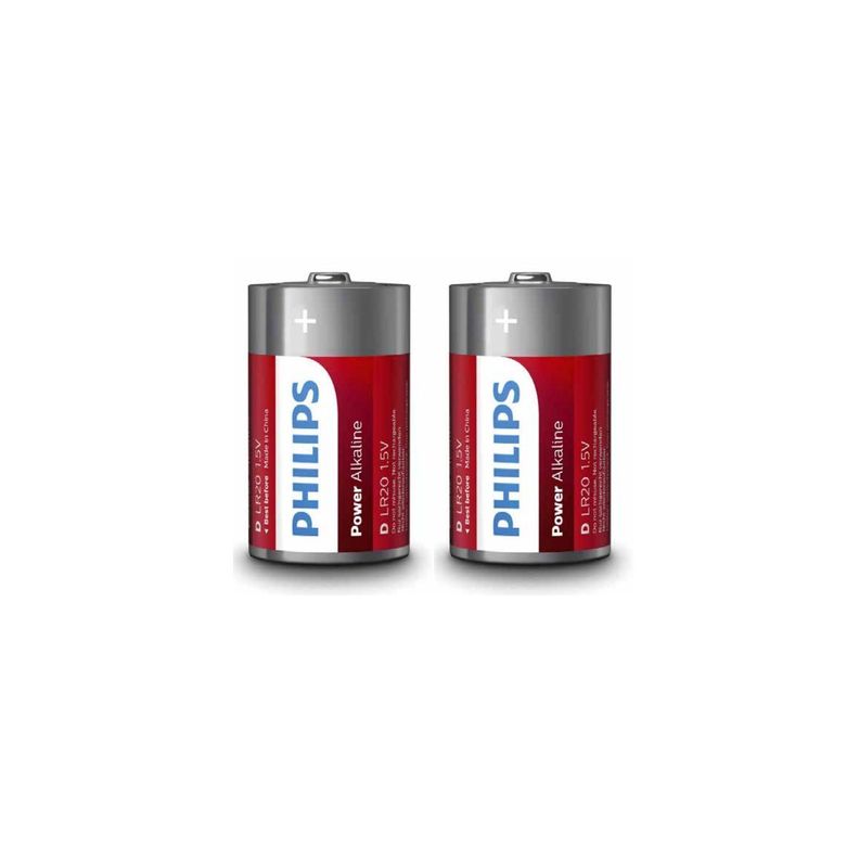 Blíster 2 Pilas Alcalinas D Philips - PuntoStore-0