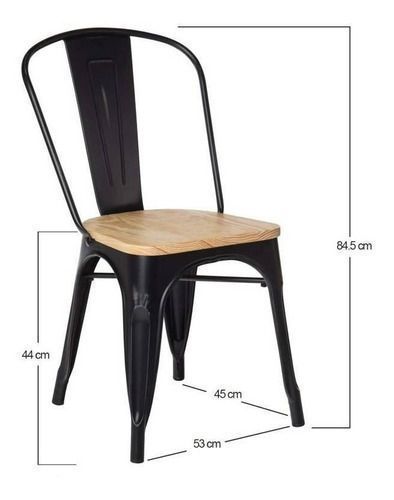 Pack 4 Sillas Tolix Oak Negro-3