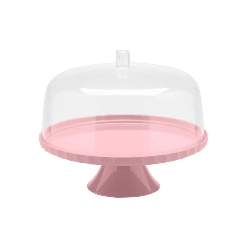 Porta torta con pedestal Rosado 30 cm-0