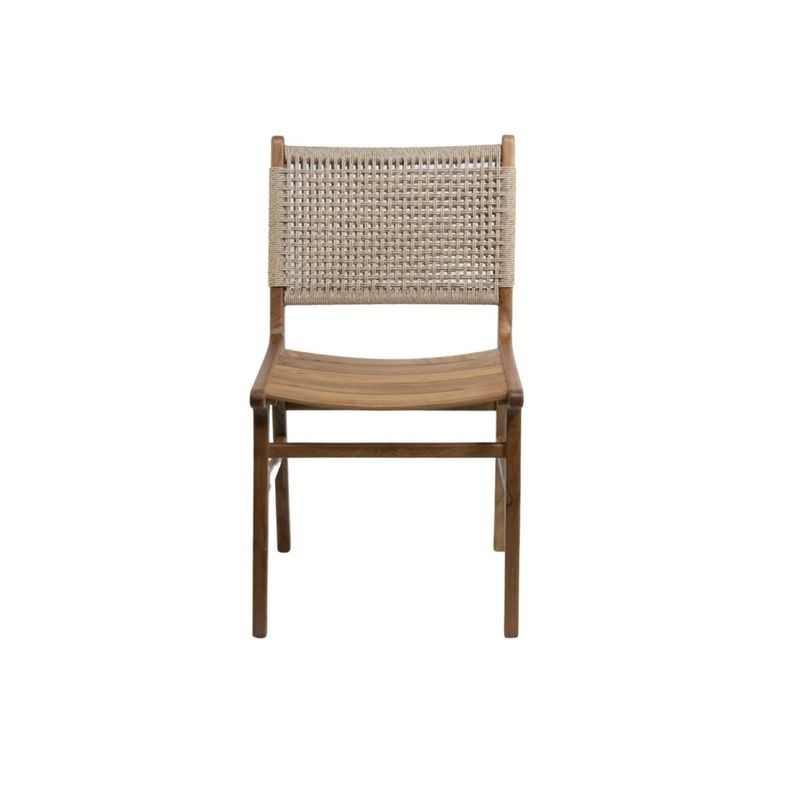 Silla de Teca y Respaldo de Ratán-0