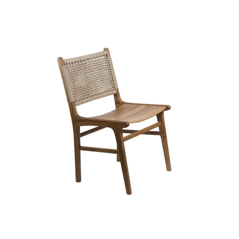 Silla de Teca y Respaldo de Ratán-1