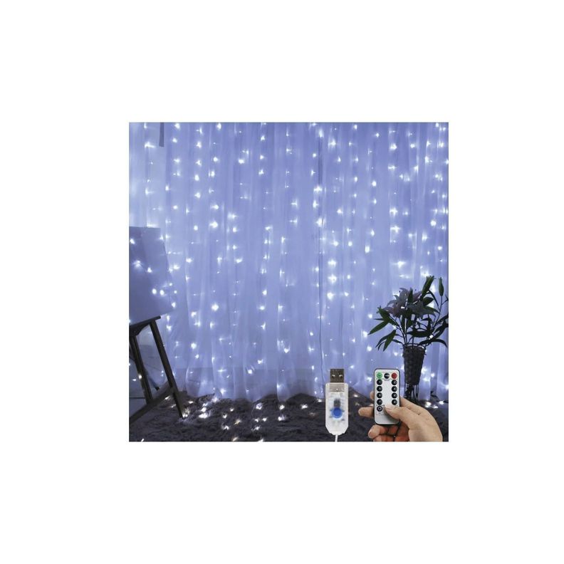 Guirnalda Navidad Cortina de Luz Led Blanco USB-3