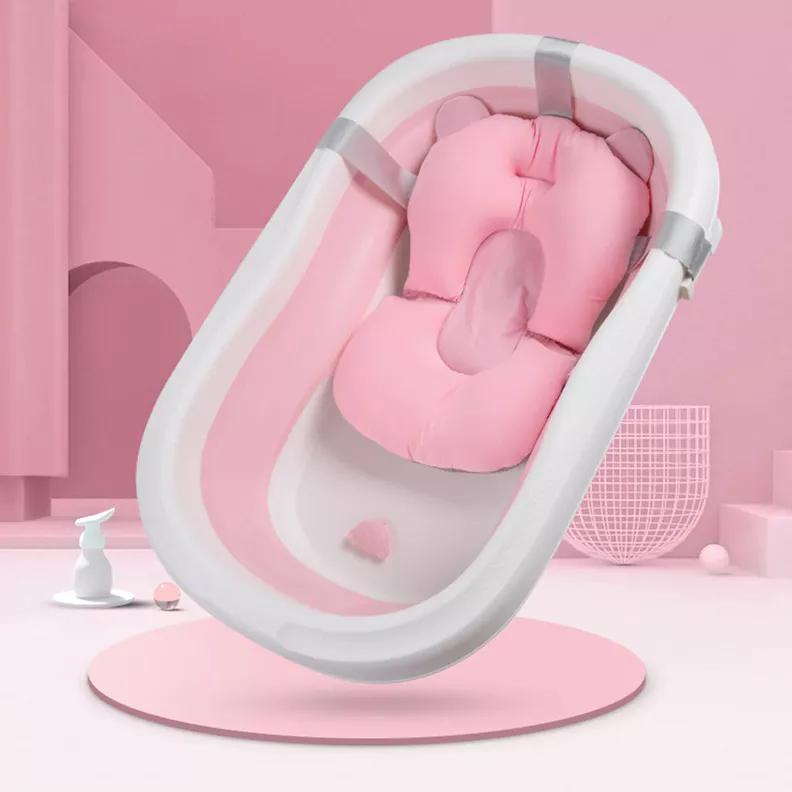 Bañera Plegable Para Bebe Con Cojin Antideslizante  y  termometro pink-2