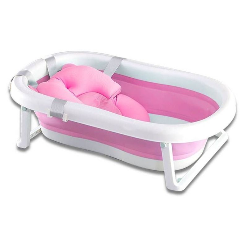 Bañera Plegable Para Bebe Con Cojin Antideslizante  y  termometro pink-0