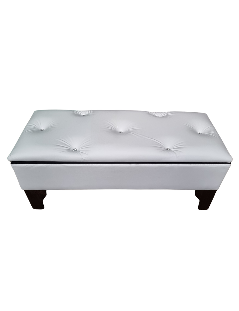 Banqueta  Baúl Botone Blanco Eco Cuero Rimar-3
