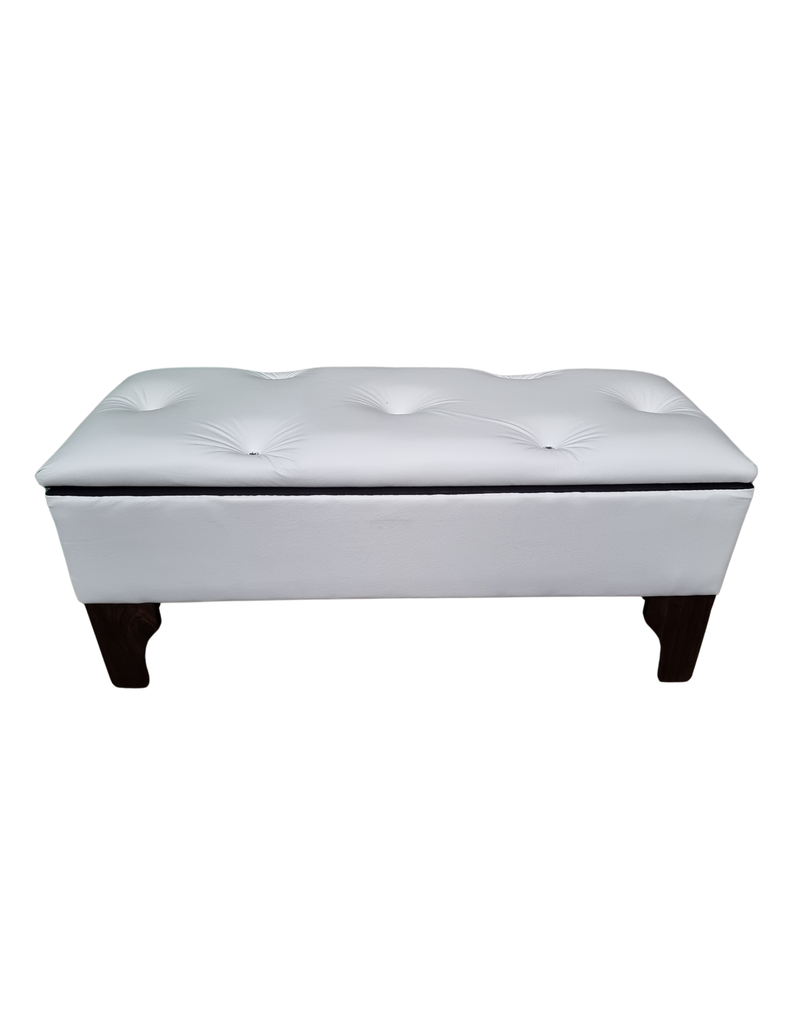 Banqueta  Baúl Botone Blanco Eco Cuero Rimar-0