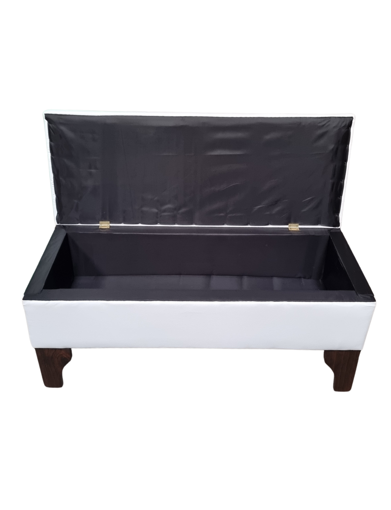 Banqueta  Baúl Botone Blanco Eco Cuero Rimar-4