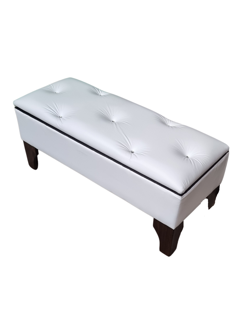 Banqueta  Baúl Botone Blanco Eco Cuero Rimar-2