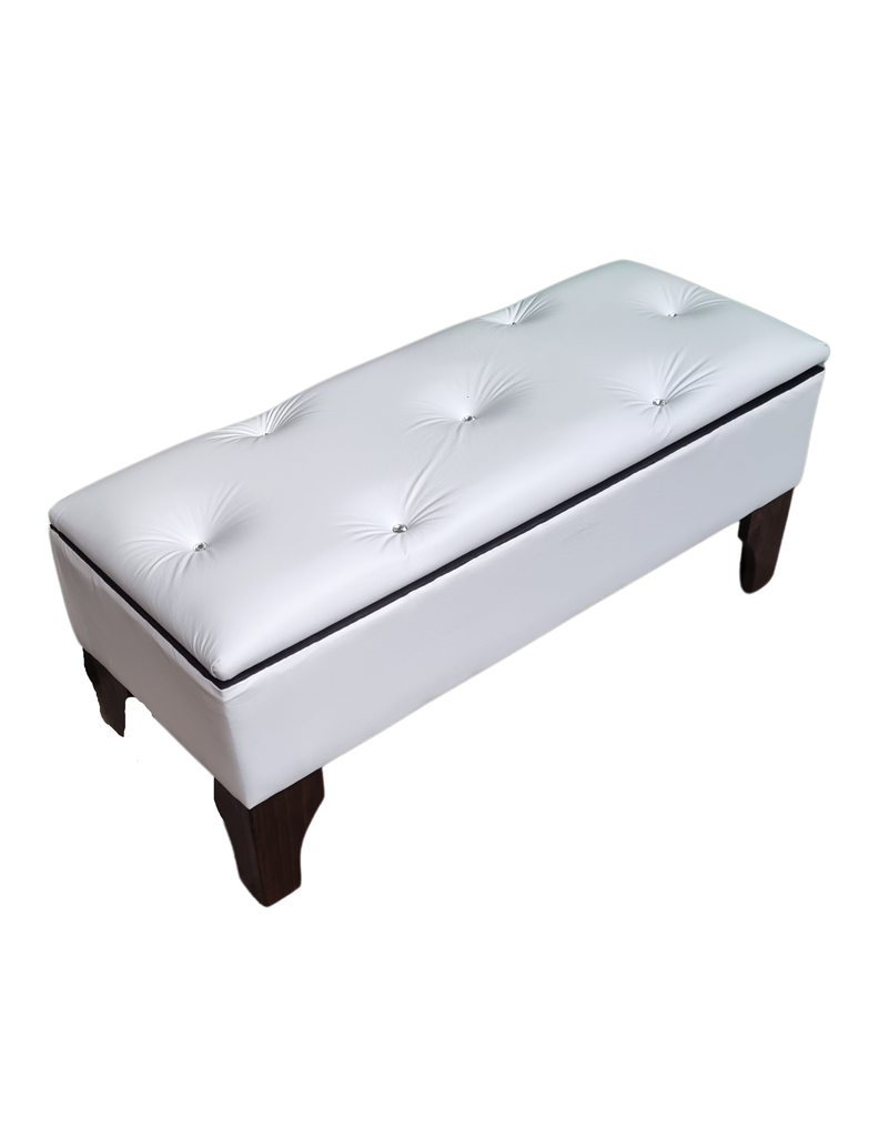 Banqueta  Baúl Botone Blanco Eco Cuero Rimar-1