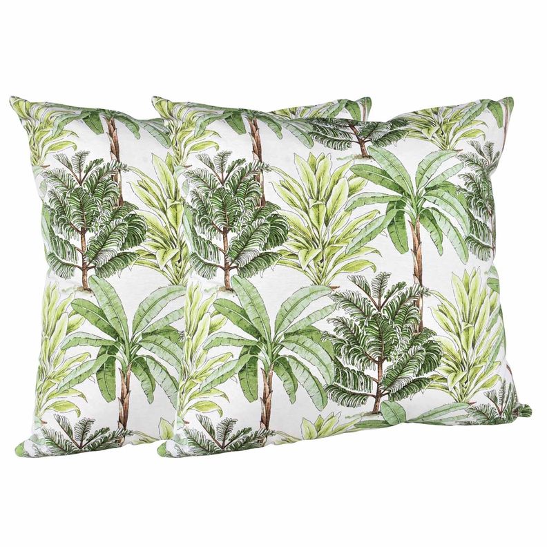 Set 2 cojines Lona Espanola Palmeras  50x50 Verde