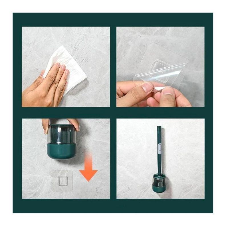 Cepillo Limpieza De Inodoro Con Dispensador De Jabón Verde-2