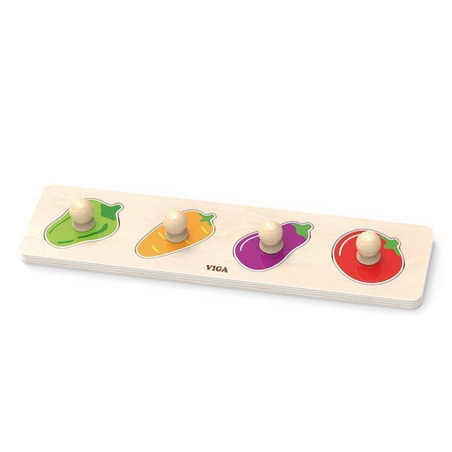 Juguete Madera Puzzle Tarugo 4 pz  Verduras-0
