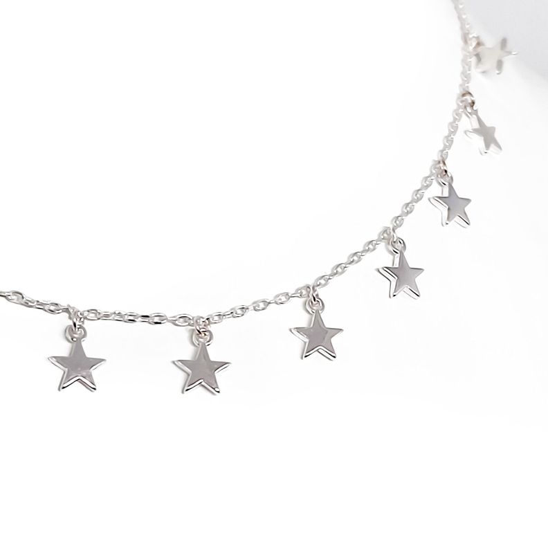 Collar Choker 12 Estrellas Plata Fina 925-1