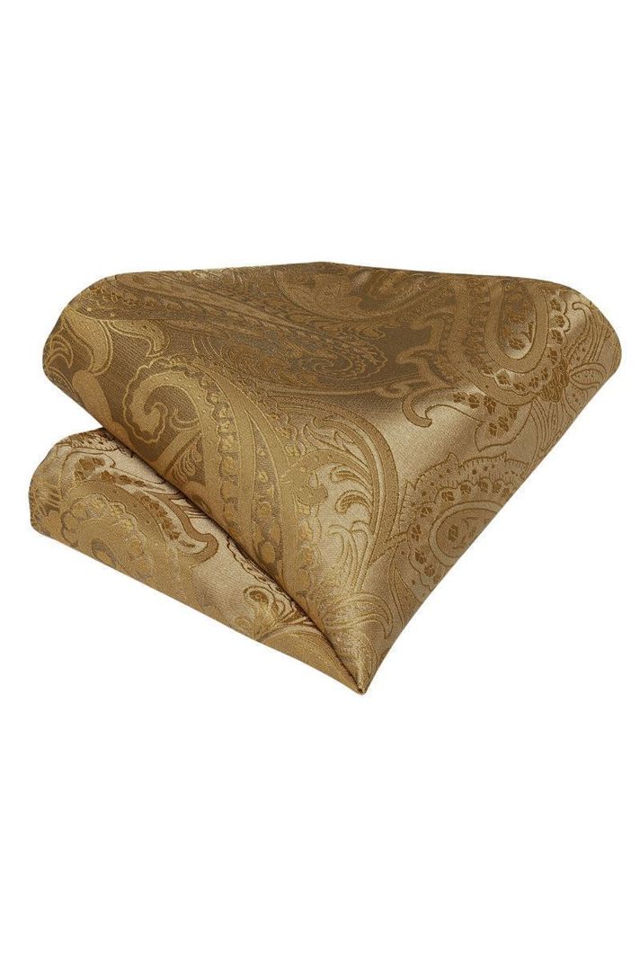 Set Corbata Gruesa Ascot + Paño + Collera formal hombre. Golden-3