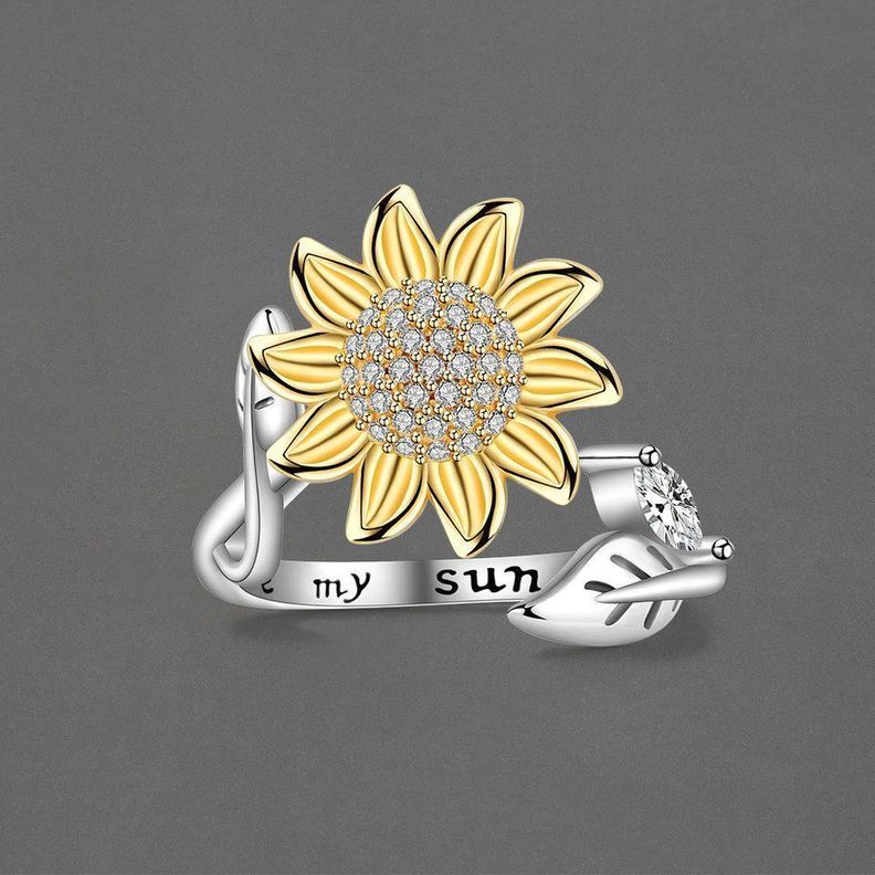 Anillo Girasol Giratorio Ajustable Plata 925-3
