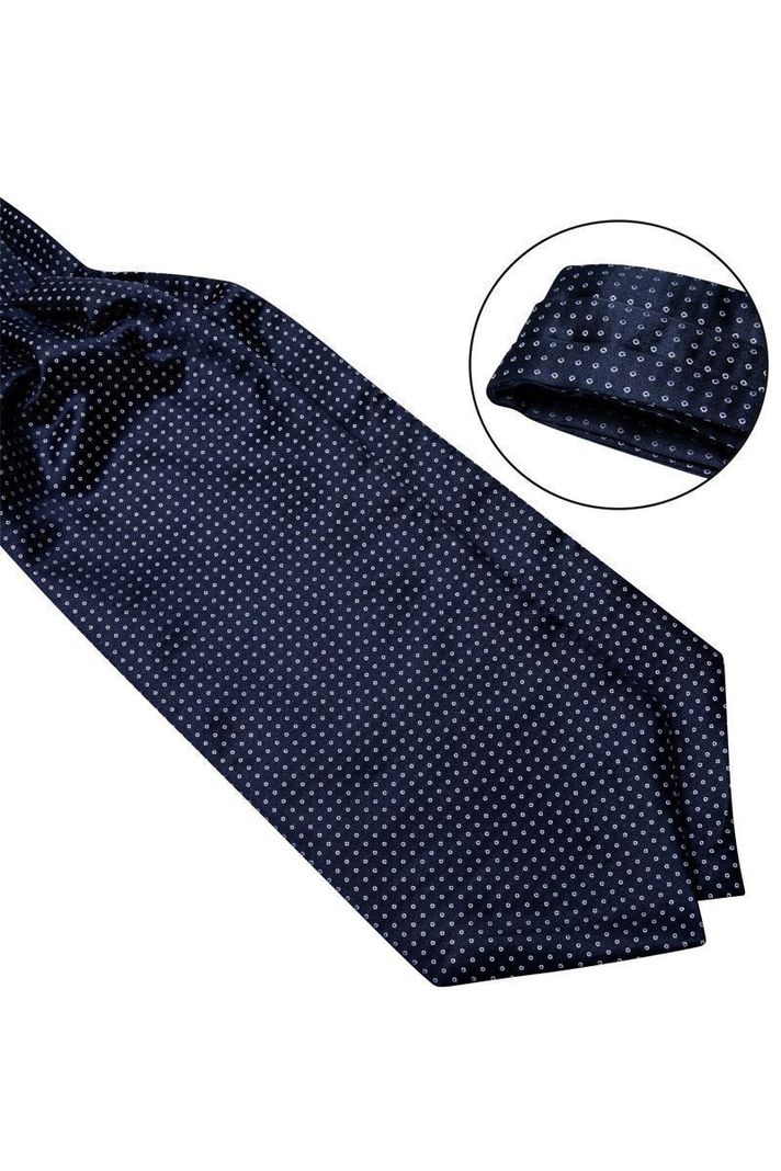 Set Corbata Gruesa Ascot + Paño + Collera formal hombre. Night Ocean-4