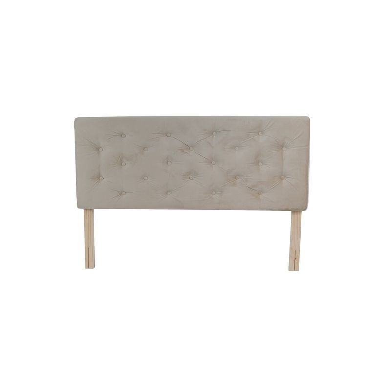 Cama Americana 2P + Colchon de resortes + Respaldo Beige Felpa Pmetal-2