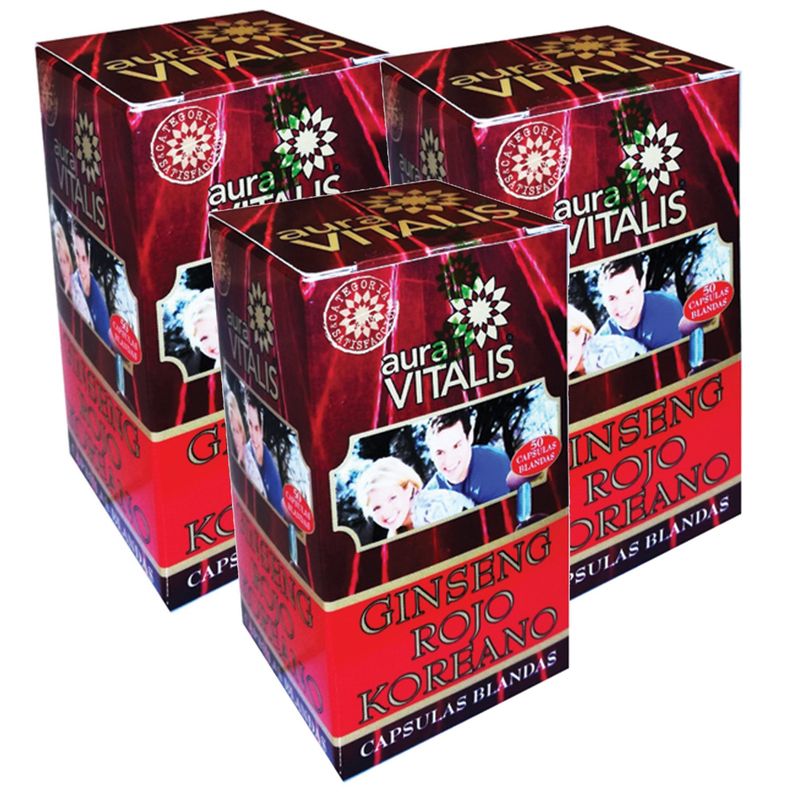 3 X AURA VITALIS GINSENG ROJO KOREANO 50 CAPSULAS BLANDAS-0