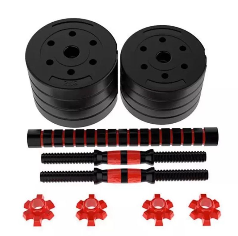 SET PAR MANCUERNAS CEMENTADA PVC + UNION + DISCOS 20 KG-1