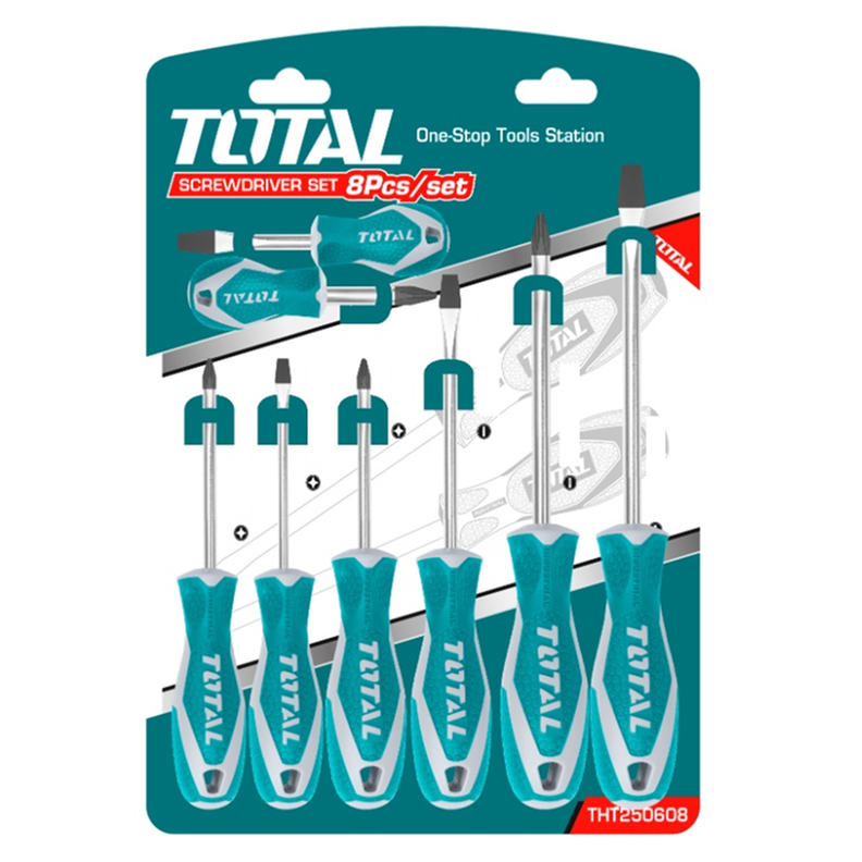 Set Destornilladores 8 Piezas Total Tht250608-0
