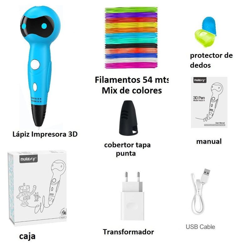 Lápiz de impresión 3D Robot SM-04 con 54 mts de Filamentos - azul-6