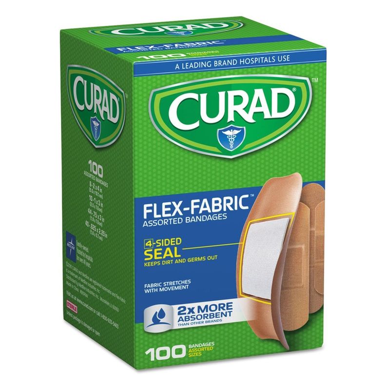 Box 100 Uu Parche Curita Tela Flexible Varios Tamaños Curad-0
