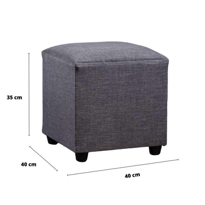 Puff Cubo Lino Gris-1
