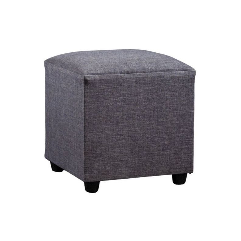 Puff Cubo Lino Gris-0