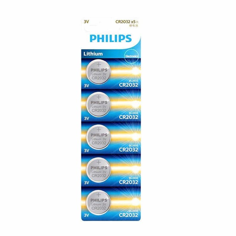 Pack 5 Pilas Cr 2032 Philips Lithium Plata
