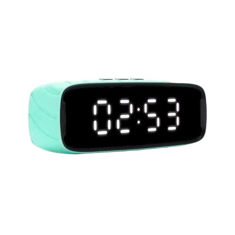 Parlante Bluetooth Inalámbrico Con Reloj/alarma Tipo Espejo - verde-0