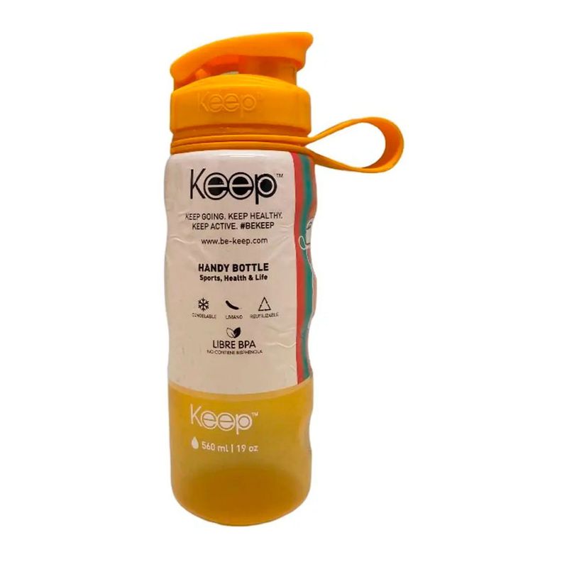 Botella Anatómica Grande Con Mango 800ml Celeste/Amarillo - Keep-1