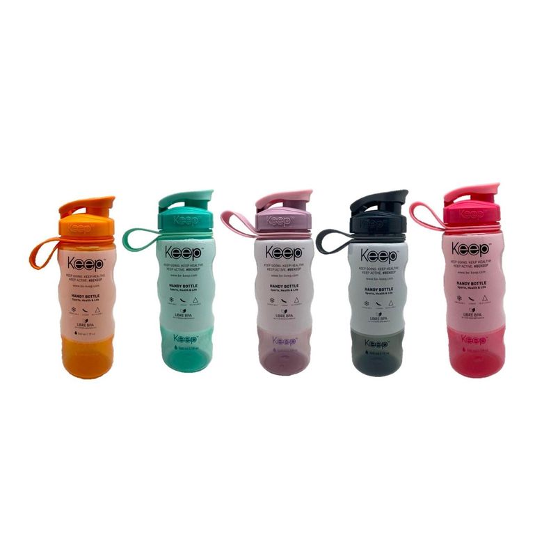 Botella Anatómica Grande Con Mango 800ml Celeste/Amarillo - Keep-4