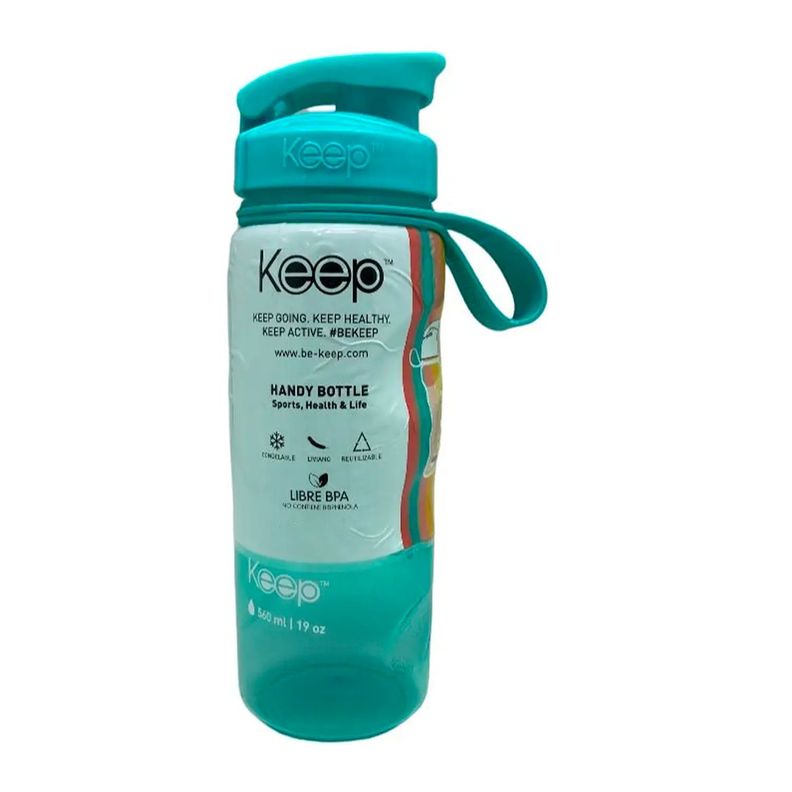 Botella Anatómica Grande Con Mango 800ml Celeste/Amarillo - Keep-3