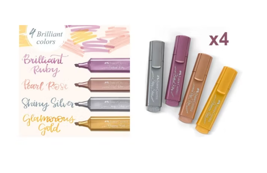 SET DESTACADORES METALICOS FABER CASTELL 4 UN-1