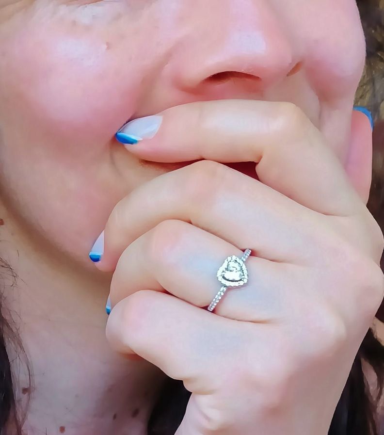 Anillo Plata fina ley S925 Corte corazón Compromiso talla 9-2