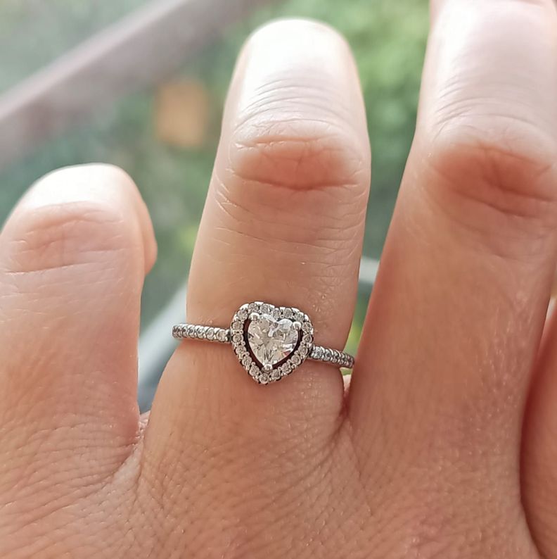 Anillo Plata fina ley S925 Corte corazón Compromiso talla 9-3