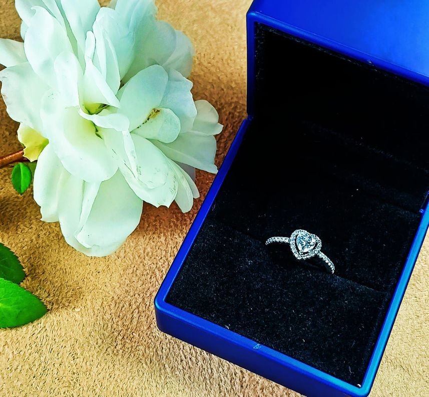 Anillo Plata fina ley S925 Corte corazón Compromiso talla 9-1
