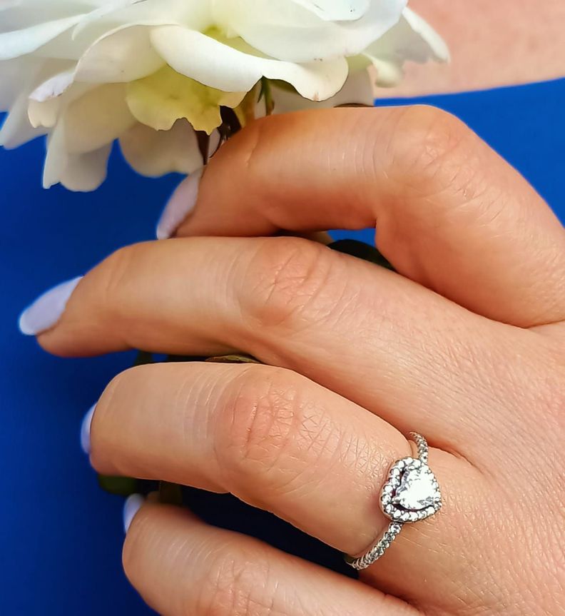 Anillo Plata fina ley S925 Corte corazón Compromiso talla 9-4