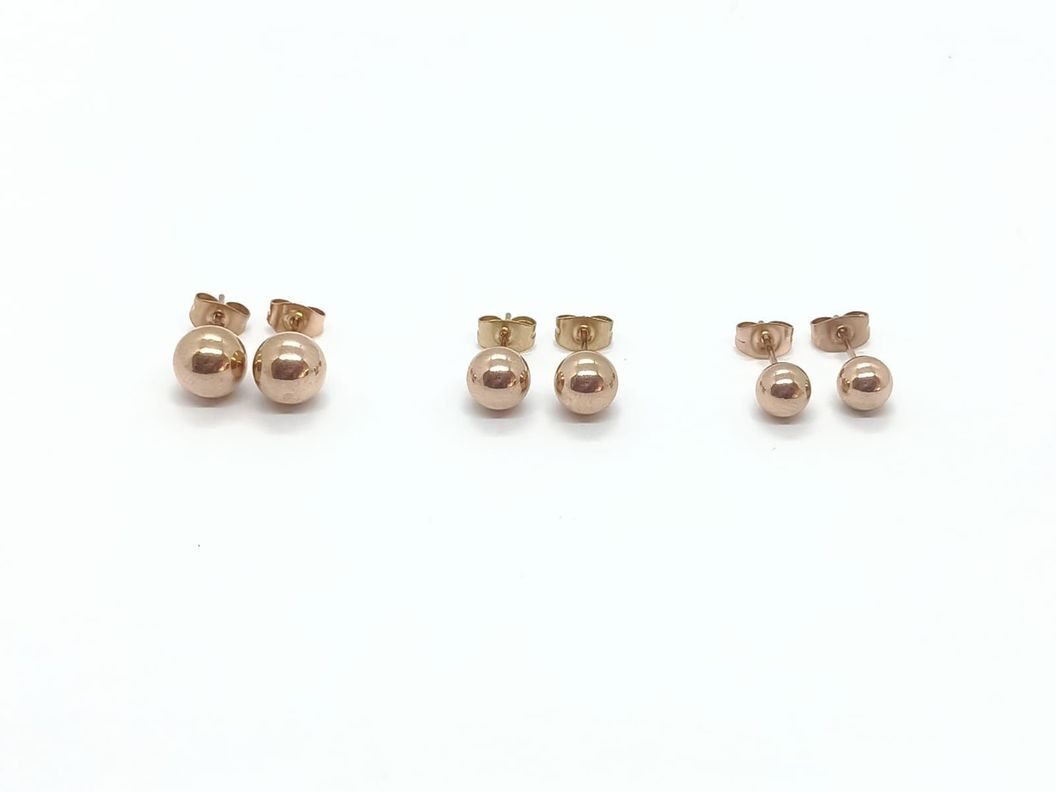Pendientes Esferas de 6mm chapados en oro rosa 14kl-3