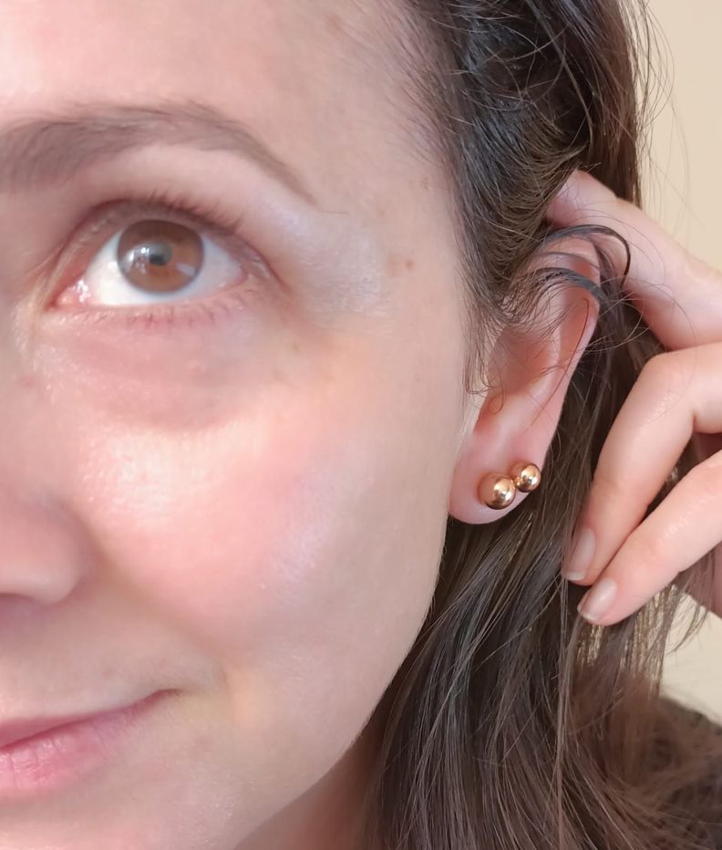 Pendientes Esferas de 6mm chapados en oro rosa 14kl-4