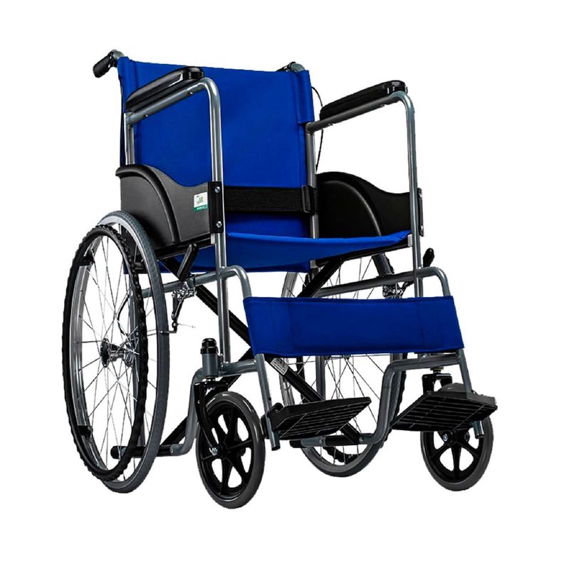 Silla de Ruedas Standard Plegable Azul-0