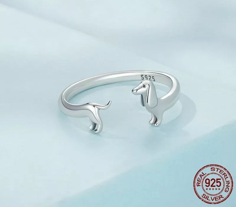 Anillo Perro Salchicha Plata 925 Dachshund-1