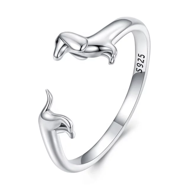 Anillo Perro Salchicha Plata 925 Dachshund-0