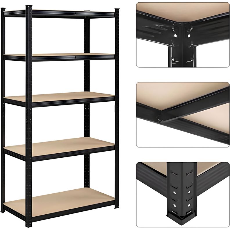 Estante Metálico Negro 180x90x40 Capacidad 500 kg x 5 Repisas-3