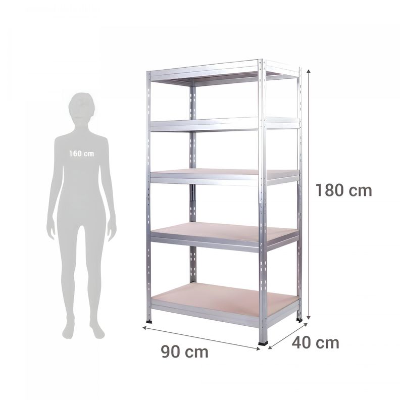 Estante Metálico Negro 180x90x40 Capacidad 500 kg x 5 Repisas-7