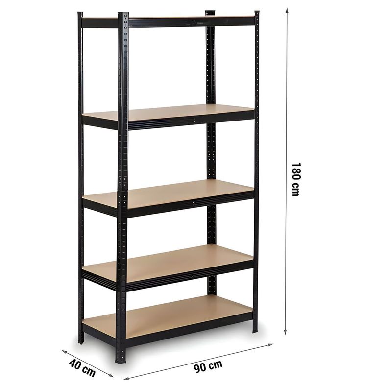 Estante Metálico Negro 180x90x40 Capacidad 500 kg x 5 Repisas-1