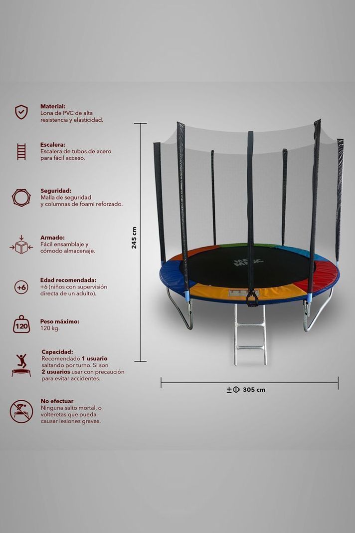 Cama Elástica Trampolín para Niños 10 FT 305 cm-2