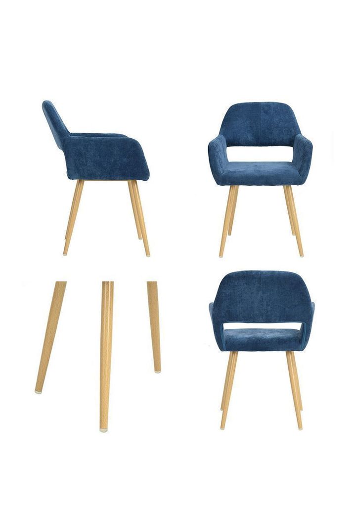 Silla Comedor Cromwell Terciopelo Azul-4